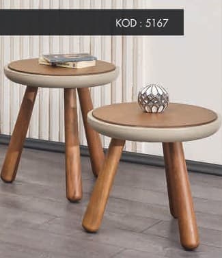 2 'li Ufo Sehpa -Ceviz&Krem